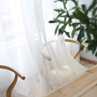 窗帘白窗纱帘十字麻纱柔光帘防蚊卧室客厅落地可机洗飘窗透棉麻纱