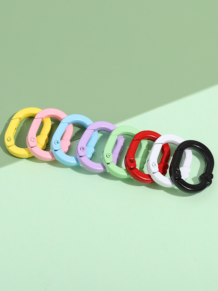 CANDY COLOR ALLOY COLOR OVAL LOVE SPRING BUCKLE DIY JEWELRY ACCESSORIES CREATIVE COUPLE KEY CHAIN HOOK