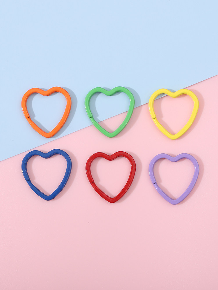 JAPANESE AND KOREAN METAL COLOR SPRAY PAINT PEACH LOVE HEART KEY RING DIY DECORATION ACCESSORIES MAKE MOBILE PHONE CHAIN MATERIAL