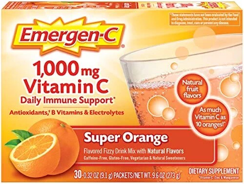 Emergen-C (30 Count, Super Orange Flavor, 1 Month Supply) Di
