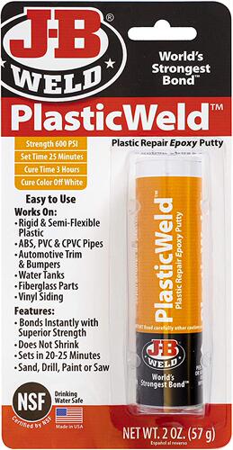 J-B Weld 8237 PlasticWeld Plastic Repair Epoxy Putty - 2 oz