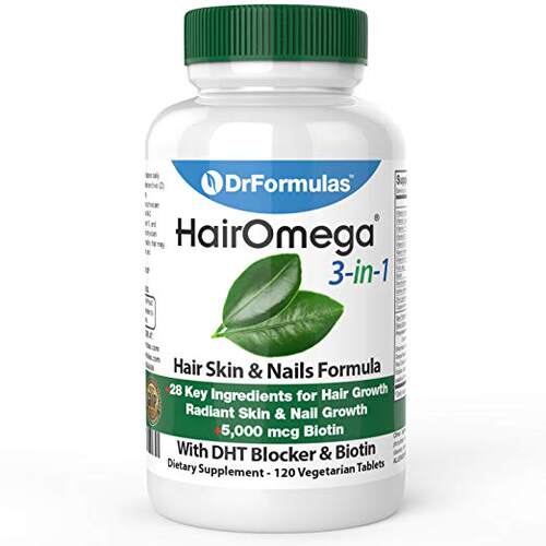 DrFormulas HairOmega 3-in-1 Hair Growth Vitamins with DHT Bl