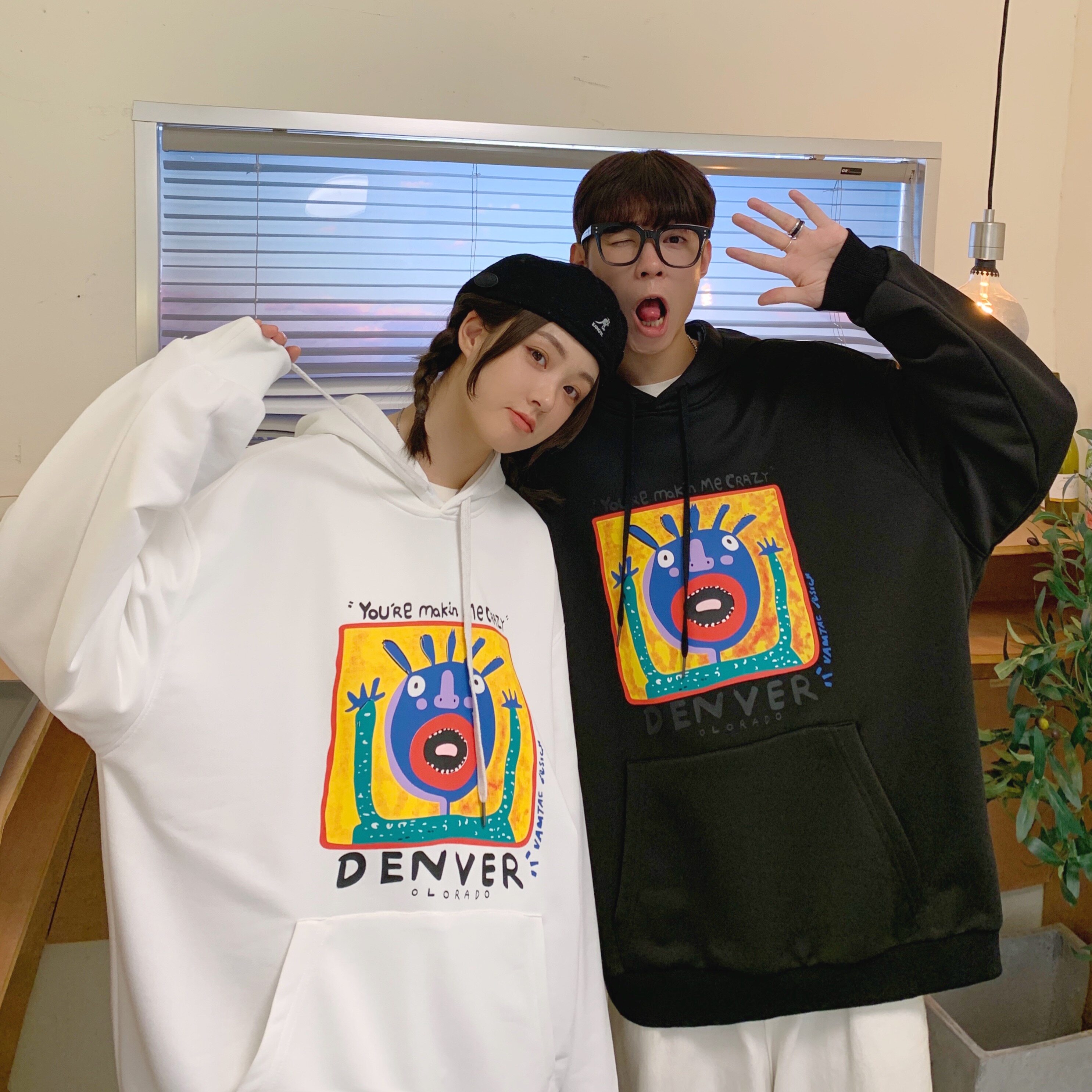 春装情侣装卫衣连帽宽松卫衣男装小怪兽帽衫外套XZ815-HM187P48,男装卫衣,星座716A-1（原星座815）