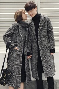 加棉加厚毛呢大衣情侣装中长款风衣加厚外套男装DY01图片
