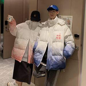 情侣装棉衣渐变色扎染可脱卸帽棉服男女装宽松棉袄外套815-MY09