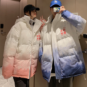情侣装棉衣宽松可脱卸帽棉服渐变色棉袄外套815-MY09P115图片
