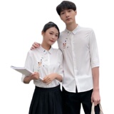 情侣装五分袖衬衫2025新款夏天小鹿绣花修身中袖衬衣815-A007P45，男装T恤，星座716A-1（原星座815）