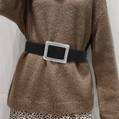 饰皮带百搭羽绒服配外套腰封女 秋冬镶钻宽腰带女士毛衣束腰仿毛装