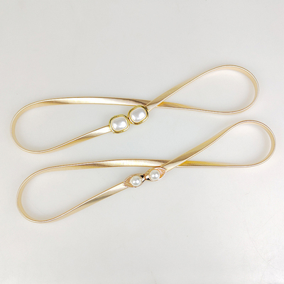 金属弹簧金色腰链珍珠对扣