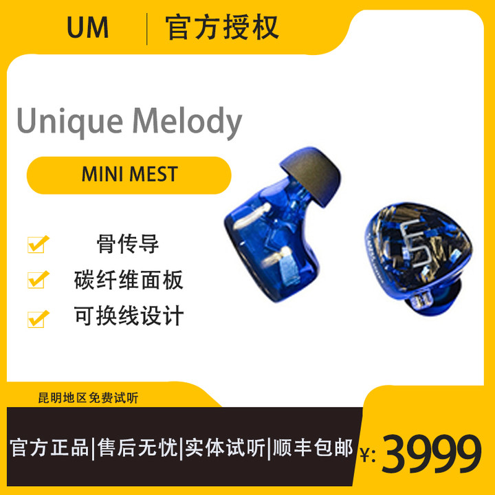 Unique Melody UM 3dt mini mest 动铁动圈静电混合单元入耳耳机 影音电器 游戏电竞头戴耳机 原图主图