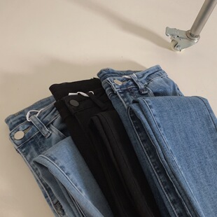 人手一条~经典百搭弹力毛边小直筒烟管九分牛仔裤中高腰女春季新