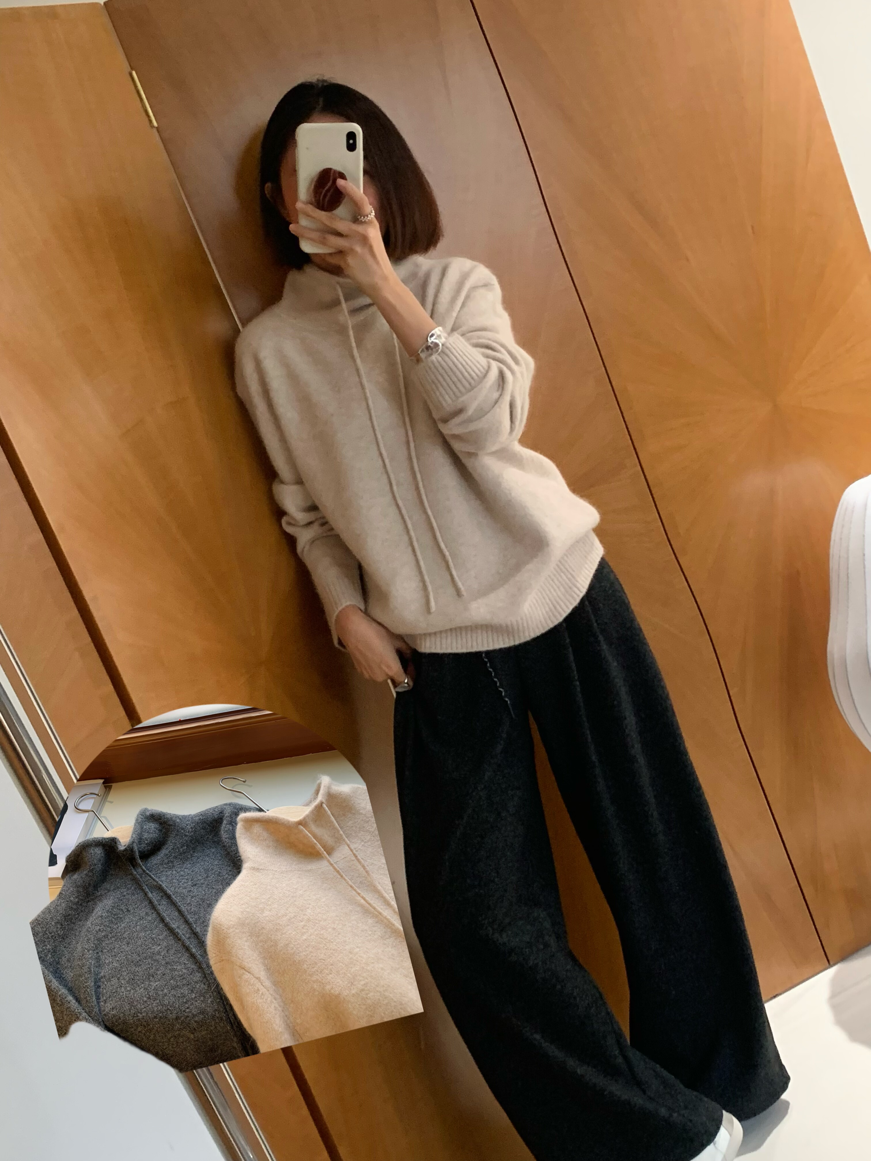 设计感 微量兔毛羊毛设计感极简风松弛高领宽松休闲套头毛衣女