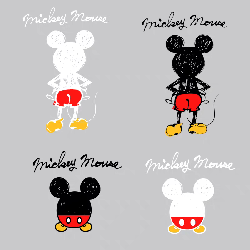 可爱米奇米老鼠迪士尼卡通情侣亲子印花柯式A级过粉热转印烫画贴