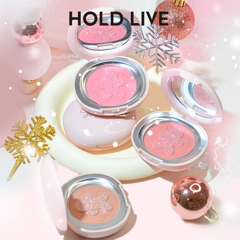 HOLDLIVE轻甜水光腮红膏双色爱心