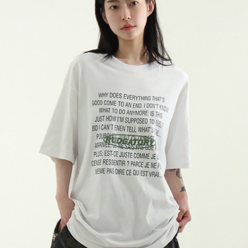 韩国代购字母宽松印花T恤男女