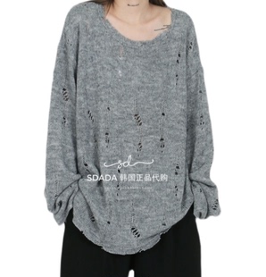 DAMAGE OVER KNIT 男女 韩国代购 破洞宽松套头毛衣 21F