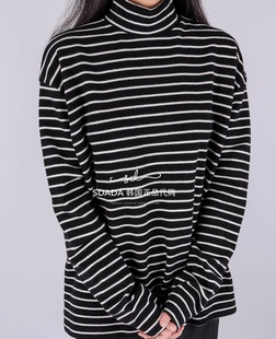 STRIPED HALF 条纹半高领打底长袖 21F TEE LONG 韩国代购 POLAR