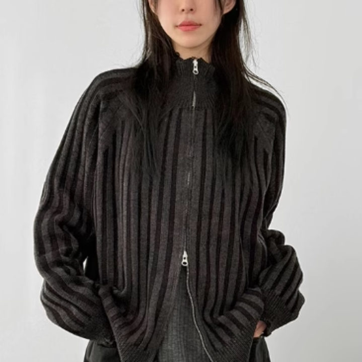 韩国代购破洞针织开衫毛衣