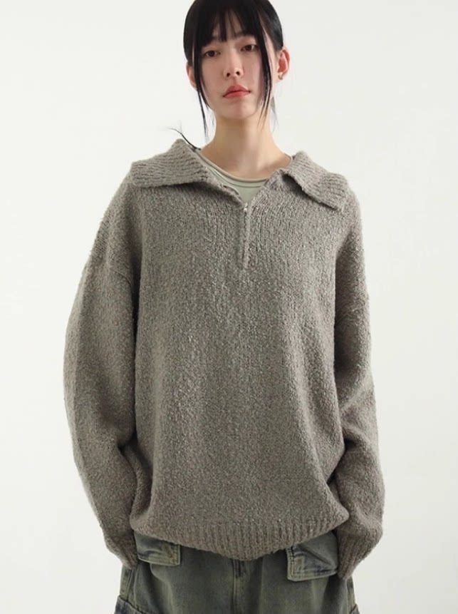 collarneckboucleknit