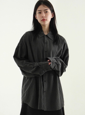 韩国代购25S/S pigmented check shirt (unisex) 格子衬衫