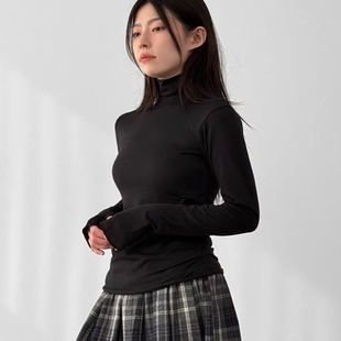 hand warner 套指高领长袖 25F 上衣 tee pola 韩国代购 silket