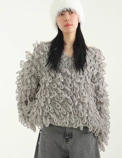 韩国代购23F/W HANDMADE wave fur knit 波浪毛衣