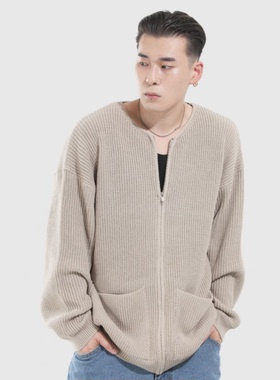 韩国代购22F/W Two-way Knit Zip-Up [3color] 拉链针织开衫毛衣