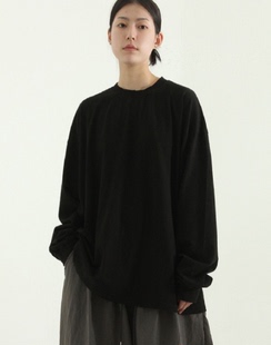oversize cutting cotton T恤 韩国代购 tee棉质破边收口长袖 22F