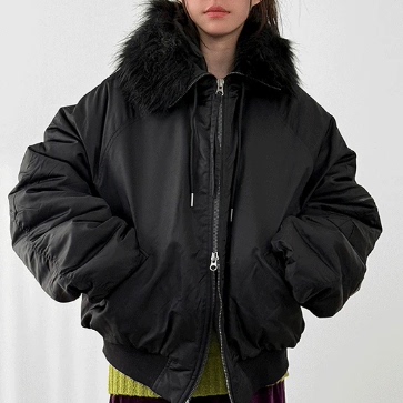 韩国代购设计师毛领夹棉外套