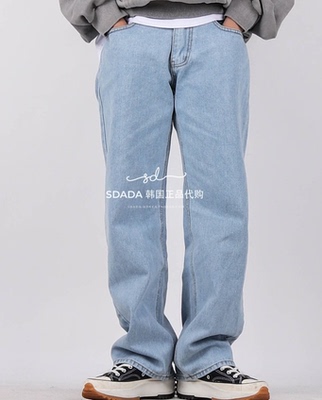 韩国水洗宽松牛仔裤代购水洗
