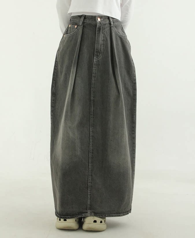 pumpkindenimlongskirt裙子