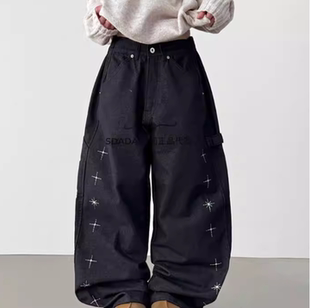 buckle embroidery 牛仔裤 pants back banding 韩国代购 denim