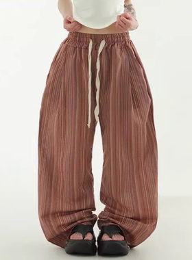 韩国代购26A/W ethnic stripe banding pants (unisex) 竖纹长裤