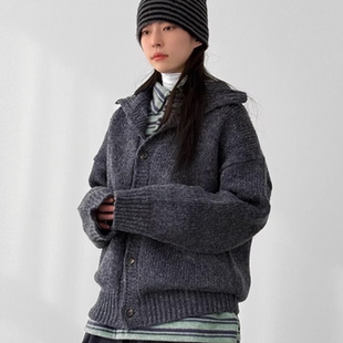 high neck knit 韩国代购 高领针织开衫 cardigan 毛衣外套 25F