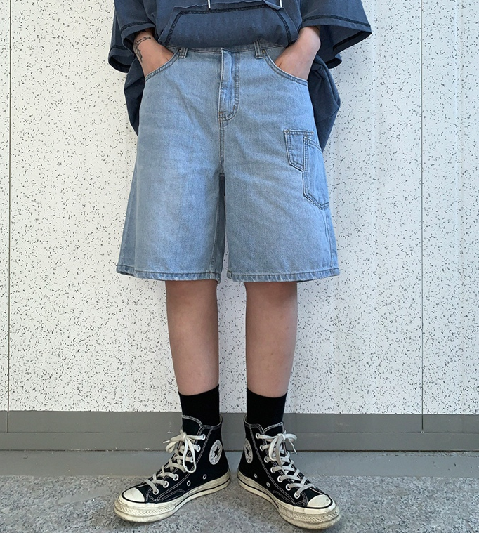 韩国代购20SS Reform denim half pants 潮搭口袋牛仔短裤