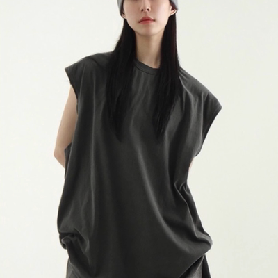 韩国代购设计师水洗做旧背心宽松