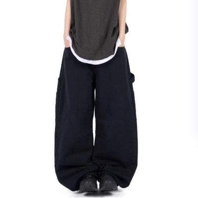 韩国代购设计师宽松风抽绳长裤