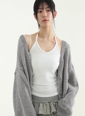 韩国代购24 silket halter neck string sleeveless top 吊带背心