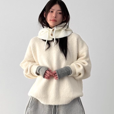 韩国代购设计师柔软宽松套头毛衣