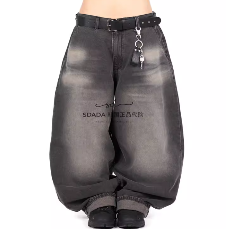 韩国代购25F/W POINTER BALLOON JEANS 水洗落色牛仔裤宽松风