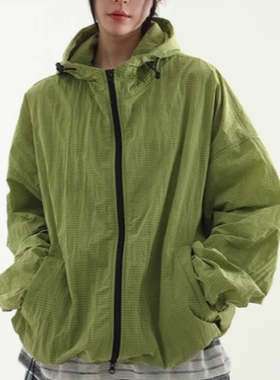 韩国代购24F/W grid pattern paper wind jacket  防风夹克外套