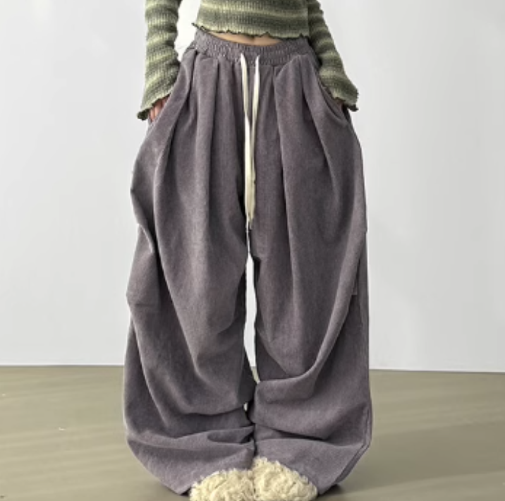 韩国代购设计师做旧灯芯绒长裤