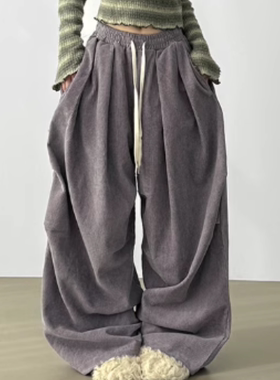 韩国代购25F/W pigmented corduroy balloon banding pants 长裤