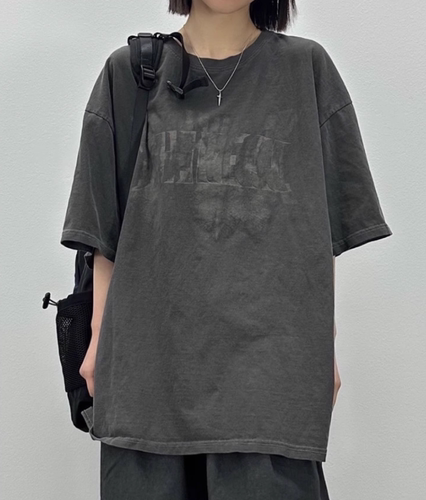 短袖男女同款水洗印花T恤韩国