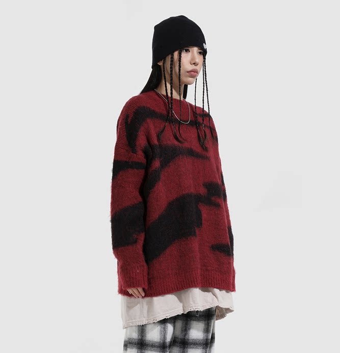 韩国20fwzebraknit斑马纹毛衣