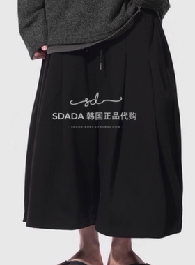 韩国代购25S/S Tuck Over  Bermuda Pants 捏褶抽绳短裤7分裤