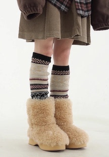 韩国代购23F/W nordic knit leg warmer 秋冬花纹针织腿套