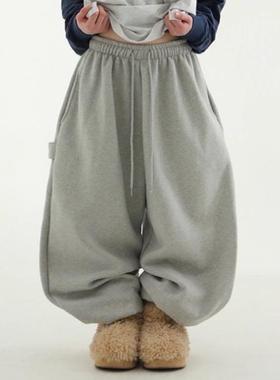 韩国代购25 fleece-lined cotton loop balloon banding pants