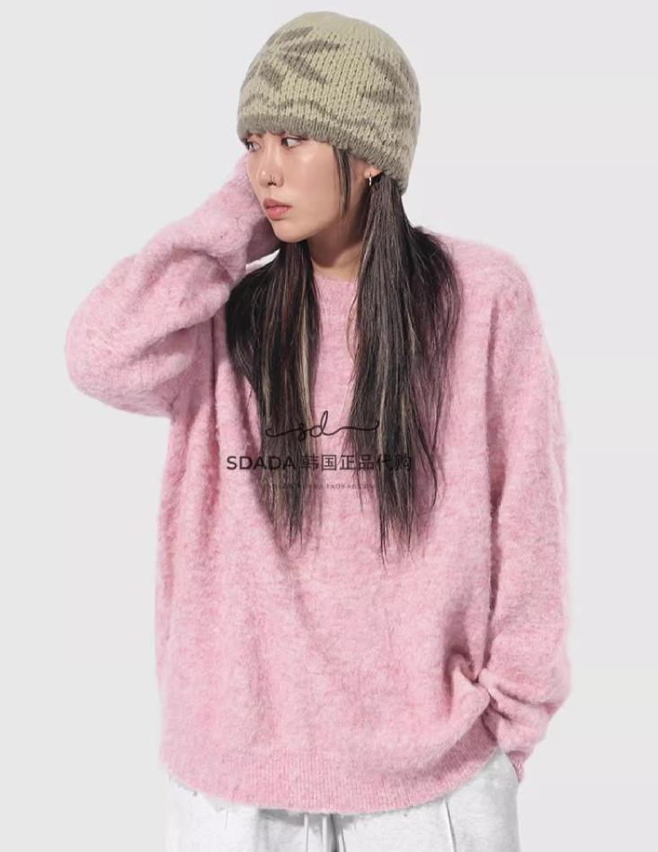 套头圆领AlpacaWoolKnit毛衣