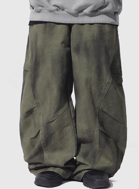 韩国代购25A/W Dirty Mud Incision Pants 做脏设计师长裤